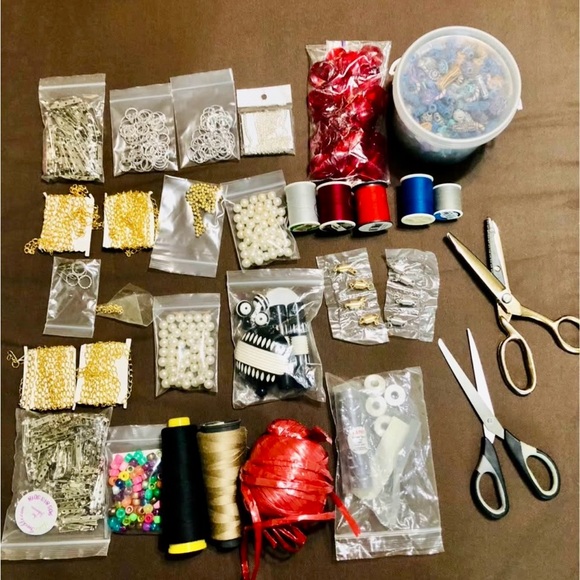 Other - Mostly new Assorted Materials for Craft, Jewelry Making and Stitching
